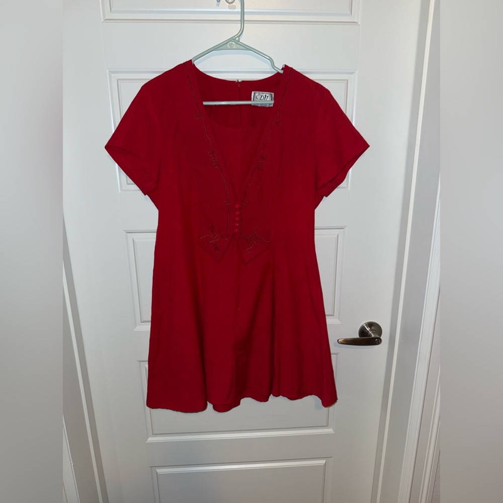 Red Embroidered vintage dress